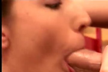 The brunette was finished with a mouth of sperm