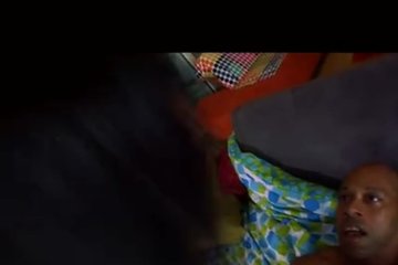 A negro fucks a big-boobed girl with a barbie in her hands