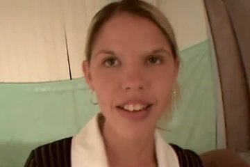 Beautiful wife pleases partner with morning blowjob