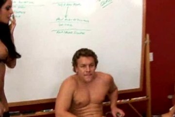 A man enjoys with two busty bitches