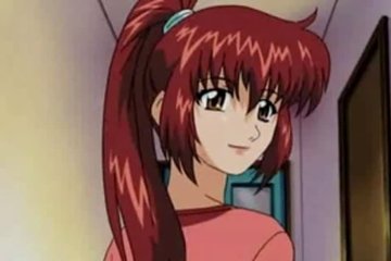 Hentai brunette fucks a red-haired lover between her legs