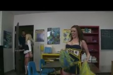 The blonde is passionately pulled by a guy on the table