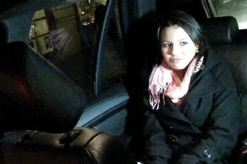 Cute brunette pays with her body with a taxi driver
