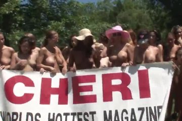 Beautiful girls show off their charms in the yard