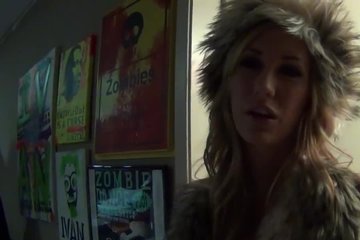 Blonde girl masturbating and fucked by teddy bear