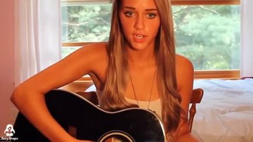 A white-haired girl sings a song and remembers how she was fucked
