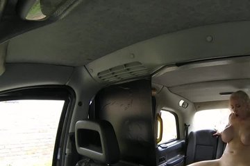 Blonde busty fucked in taxi by black passenger