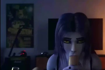 Fantasy porn video with a purple busty beauty in the first person