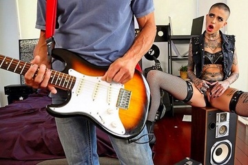 Bald rocker in tattoos moans like a bitch from a neighbor's thick cock
