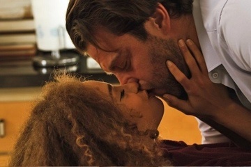 Beautiful porn with kisses and passionate intercourse with a curly mulatto