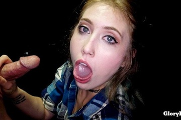 The girl got the sperm of ten guys and swallowed everything